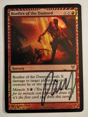 Magic The Gathering - 1x Signed Foil Bonfire of the Damned (mtg) Avacyn Restored