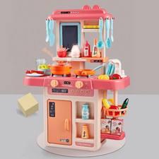 25" Kids Kitchen Playset   Pretend Cooking Toy with Spraying  Water Features