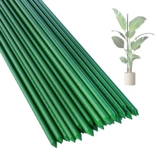 36 Inch 3 Ft Plant Support Garden Stakes 25 PCS, Sturdy Steel Plastic Coated ...