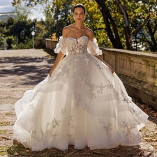 Charming Wedding Dresses Women A-line Off Shoulder Appliques Zipper Bridal Gown