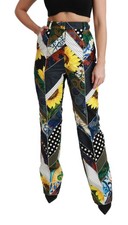 Dolce&Gabbana Women Multicolor Pants Cotton Blend Printed Flared Trousers IT 40