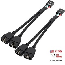 2 Pack Motherboard USB 2.0 to Dual 9 Pin Extension, USB Header Splitter for