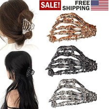 2 PCS Metal Skull Hair Clips Halloween Hair Clips Goth Punk Hair Accessories NEW