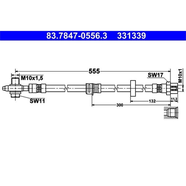 ATE Bremsschlauch Vorne Passend FüR Seat Alhambra VW Sharan | 83.7847-0556.3-image