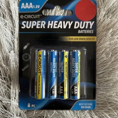 AAA Batteries - 8 Pack e-CIRCUIT Super Heavy Duty New. Toys,remotes,clocks,fans 