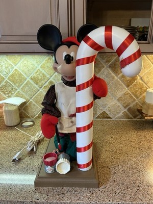1996 VTG Santa's Best Animated Mickey Mouse Painting Candy Cane Mickey Unlimited