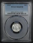 1935 Full Split Bands Mercury Silver Dime 10C PCGS MS 65 FB