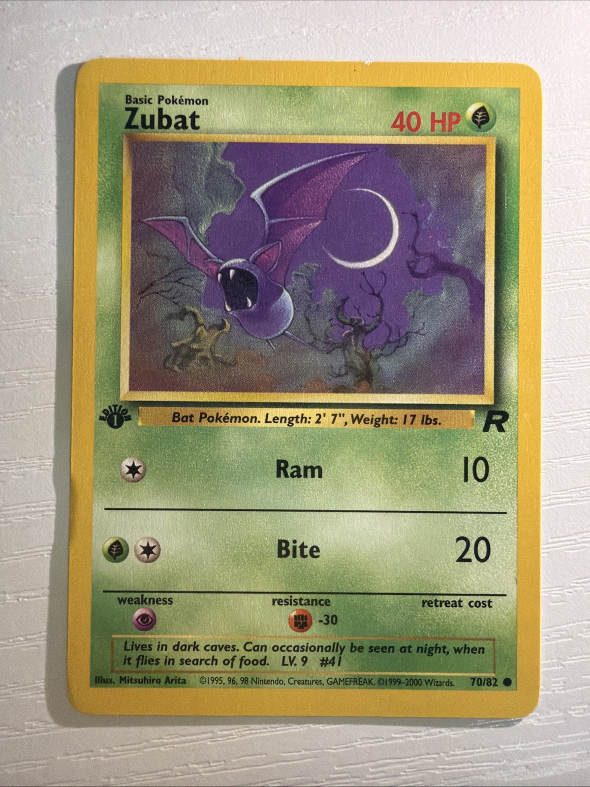 1st Edition Zubat 70/82 - Team Rocket - Pokemon Card - MP