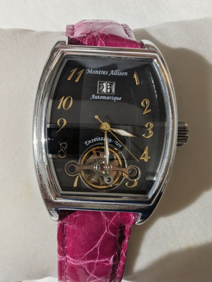 Bonus giftNew  3500.00 Montres Allison Mini Cicone black dial date exbition back