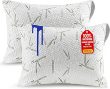 Waterproof Pillow Protectors with Zipper Queen Size 2 Pack , Soft and Cooling B