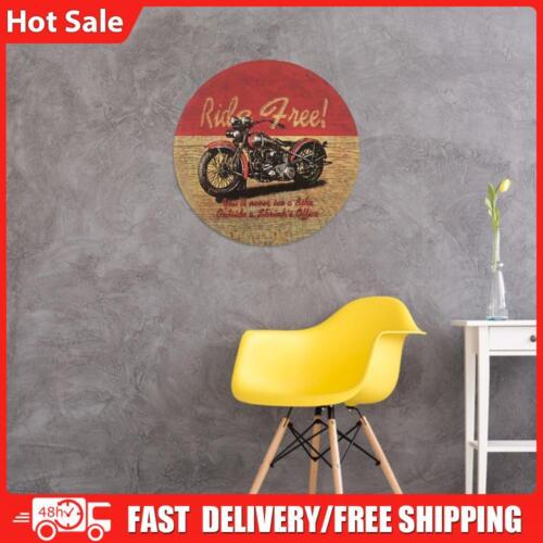 Round Metal Tin Sign Plaque Rust Free Wall Motorcycle Posters Iron Painting - Afbeelding 1 van 7