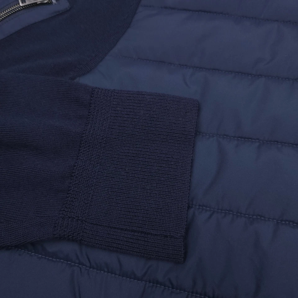 $498 Polo Ralph Lauren 蓝色羊毛绗缝拉链混合毛衣夹克男式中号 — 第 4/4 张图片