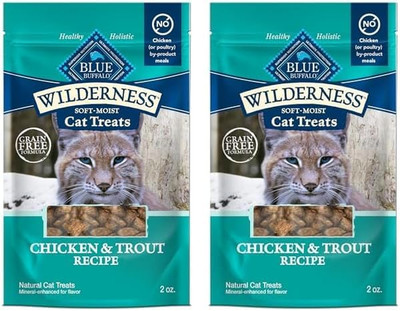 Wilderness Grain Free Soft-Moist Cat Treats, Chicken & Trout 2-oz Bag (Pack of 2