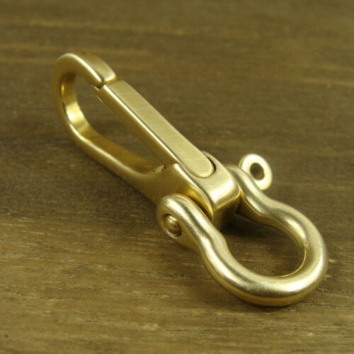 Brass Key Chain Ring Belt Snap Hook Clip + U Shackle For Fob Wallet Chain USA - Picture 1 of 7