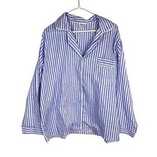 Carole Vintage Womens Purple  White Striped Long Sleeve Pajama Set Size Large