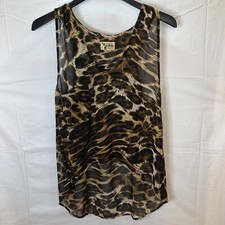 Show Me Your Mumu Tunic Top  S Hi Low Animal Print Sleeveless Tank Sheer Pocket