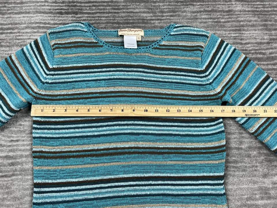 Suéter Norm Thompson Mujer Pequeño Multicolor Rayas Manga 3/4 100% Poliéster Foto 4 de 4