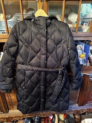 Eddie Bauer Women's Black Goose Down 650 Belt Winter Parka