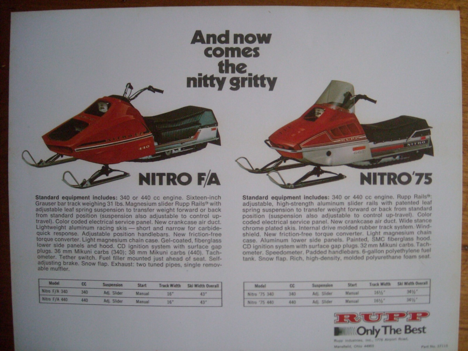 1975 Vintage RUPP Snowmobile Brochure NITRO F/A eBay
