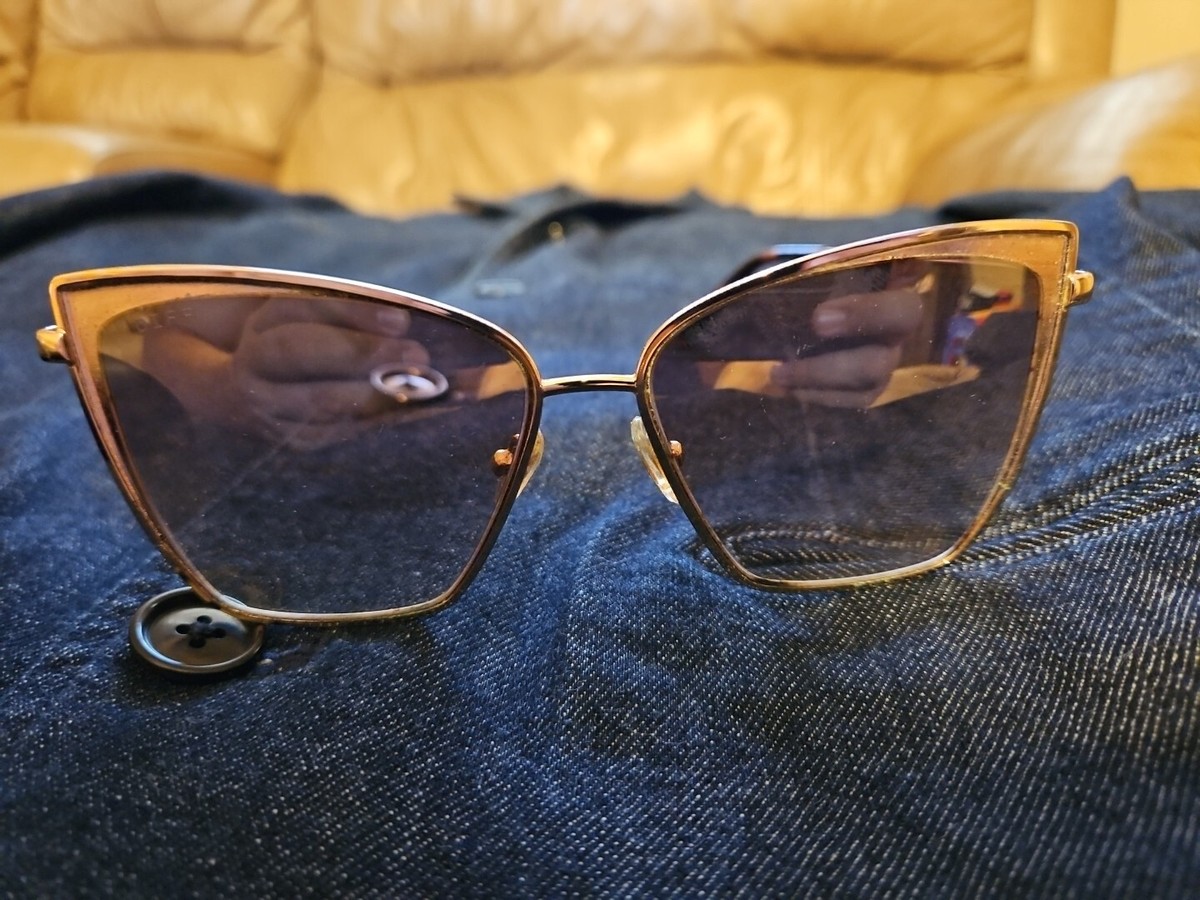 Diff Becky Cat Eye Gold Flash Brown Gradient Sunglasses MSRP 