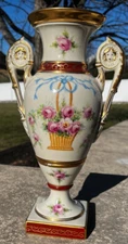ANTIQUE EMPIRE STYLE OLD PARIS PORCELAIN VASE, G&C (?) on bottom, RARE, VG/EXC!