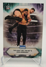 2021 Topps WWE #29 The Usos def. The Miz & John Morrison wrestling card
