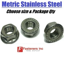 (All Sizes & Qty's) Metric Stainless Steel Serrated Flange Lock Nuts A2 DIN 6923