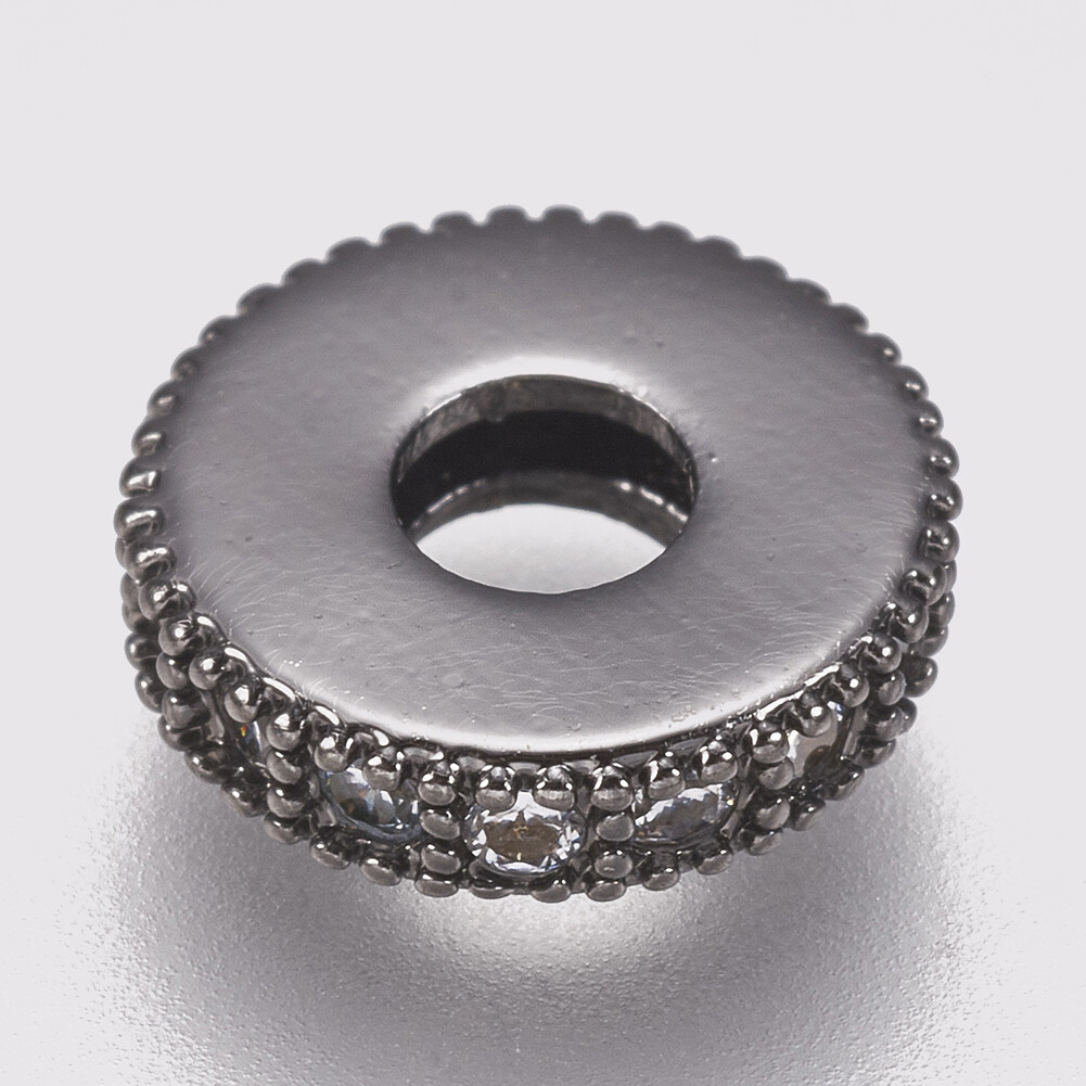 20 PEZZI Ottone Micro Pave Cubic Zirconia Perline Foro Grande Distanziali Rondelle,8x2mm foto 2