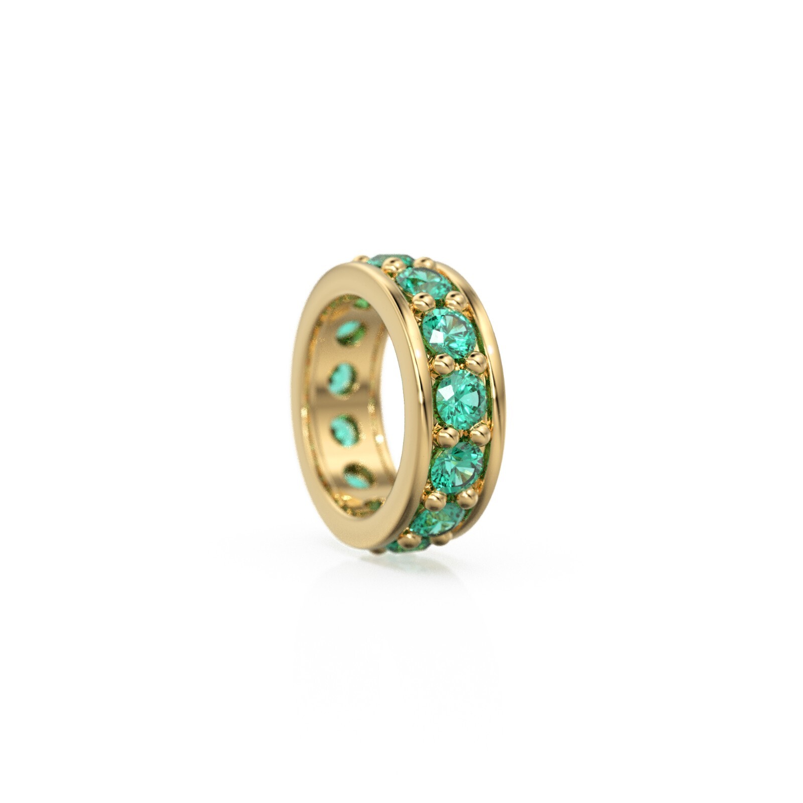 Emerald Solid Italian Gold Rondels Full Eternity Charm Spacers in 14K 18K Gold