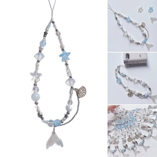 Shell Beaded Phone Lanyard Fish Tail Pendant Wrist Straps Keychain Bag Wristband - Zdjęcie 2 z 8