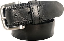 MENS BLACK ITALIAN HIDE LEATHER BELT S M L XL XXL 40MM CRIMPED EDGES