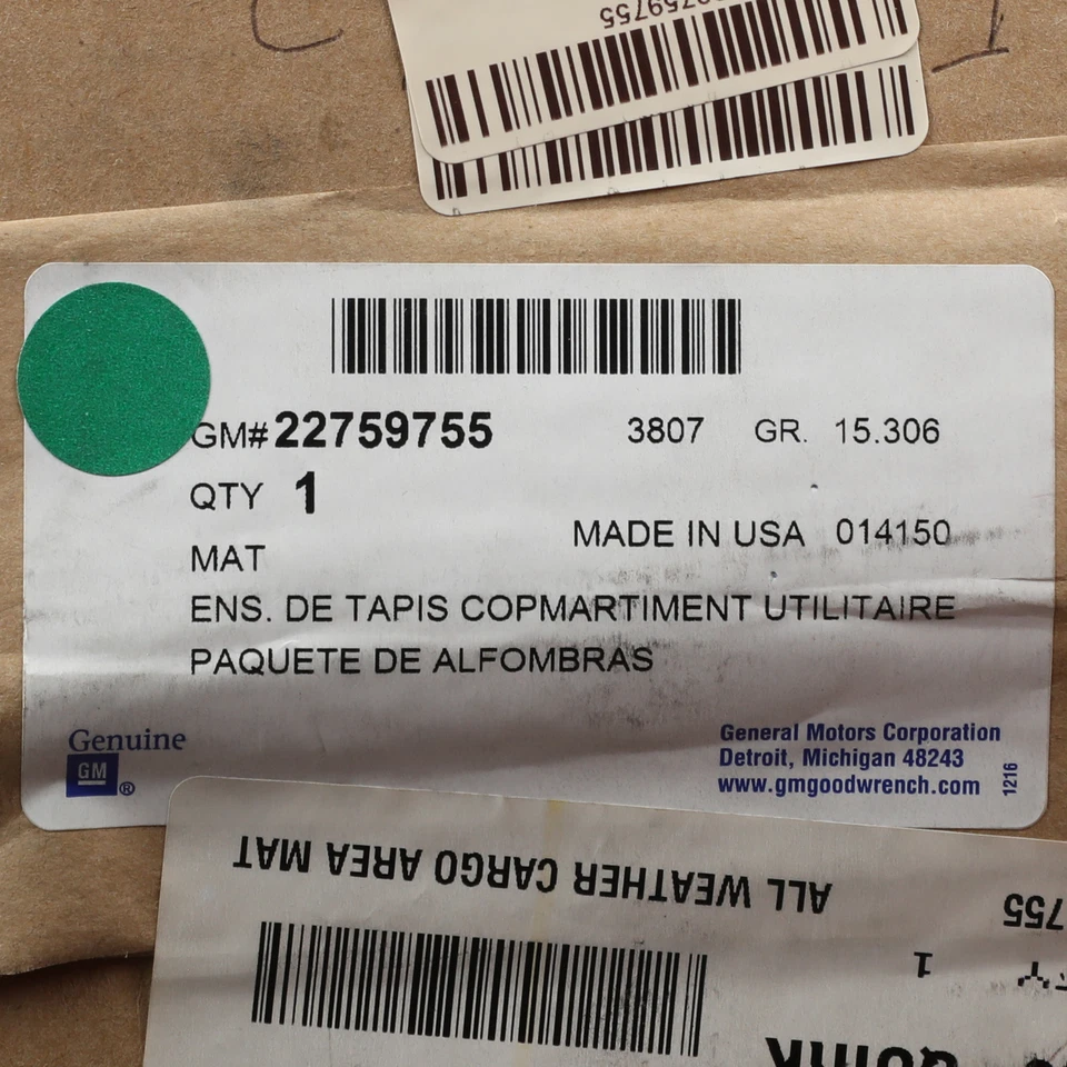 OEM новый 2012-2017 Buick Verano всепогодный задний грузовой напольный коврик 22759755 - Изображение 3 из 3