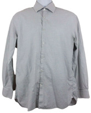Men's John Varvatos Dress Shirt Size 16-32/33 Slim Fit L/S White Gray Checks