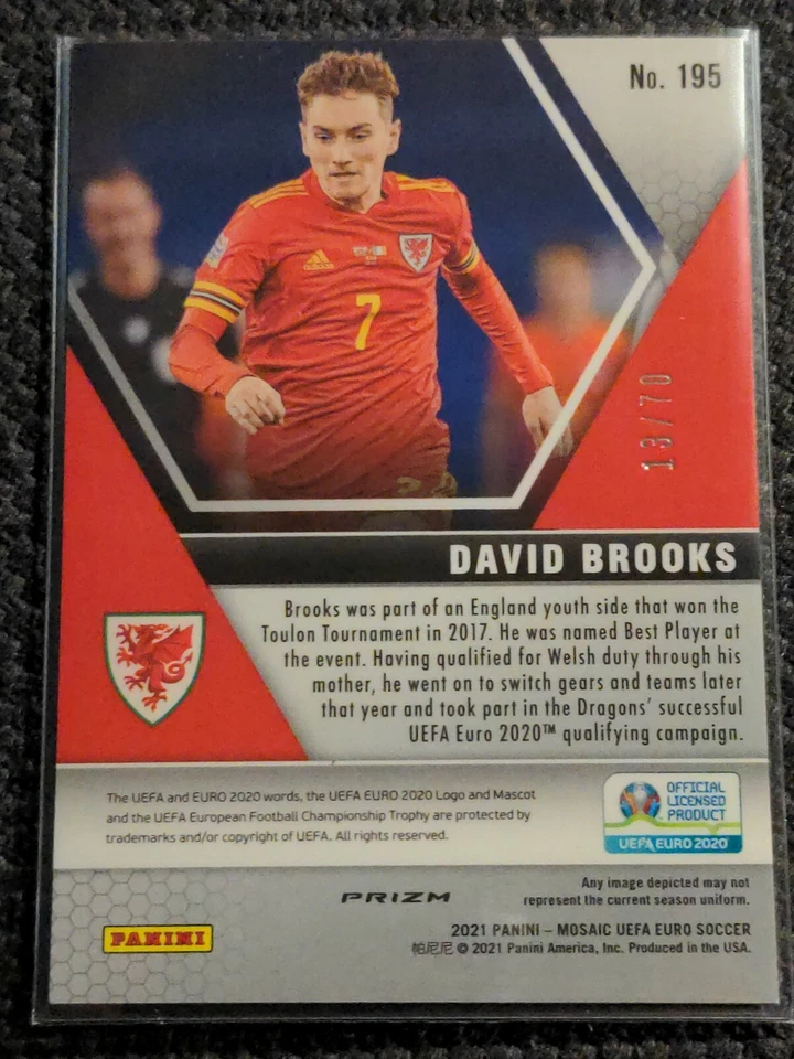 2021 Panini Euro Mosaic Soccer - David Brooks Purple Prizm /70 ERROR CARD? Read - Image 3 of 4