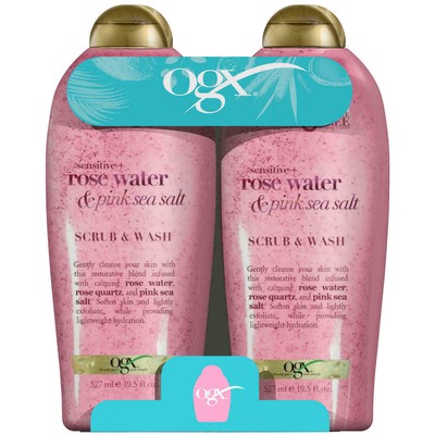 ogx pink sea salt & rosewater gentle soothing body scrub