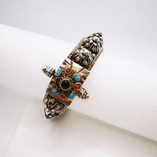Beduinen Schmuck Armband Armreif Silber Türkis Onyx Edelsteine - Bild 2 von 9