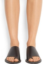 NEW GIVENCHY LUXURY BLACK LEATHER CHAIN THONG SANDALS FLIP FLOPS SHOES 37.5/7.5