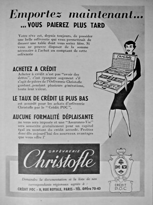 PRESSEWERBUNG 1955 SILBERGOLDSCHMIEDE CHRISTOFLE IHR TRAUM SCHON IMMER