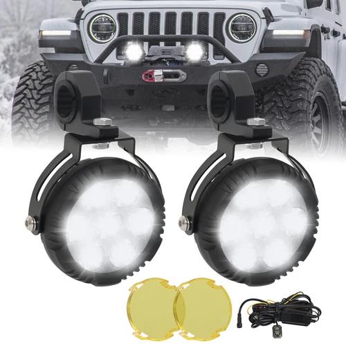 Combo de luces de trabajo LED redondas de 4,5" para conducción todoterreno Jeep ATV UTV camión 2 un. - Imagen 1 de 10