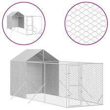 Outdoor Dog Kennel Silver Galvanized steel Large vidaXL