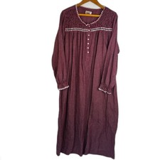 Amanda Stewart Intimates Plaid Cotton Cottage Core Flannel Nightgown Large Retro