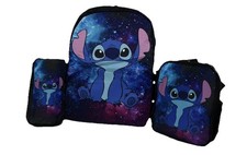 Casual Three Pieces School Backpack Stitch Backpack Color Blue Cartoon Light