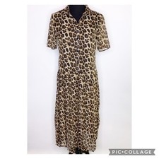 ASOS leopard print sheer button front midi dress size 4