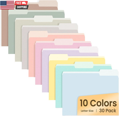 File Folders, 30 Pack Manilla Folders 8.5 X 11, 10 Colors Folder Office Organiza
