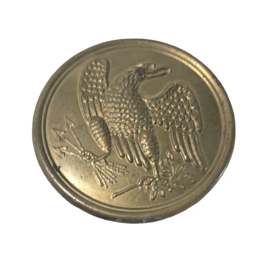 CIVIL WAR-ERA U.S. EAGLE BRASS UNIFORM BUTTON–OLIVE BRANCH & ARROWS (LARGE COAT)