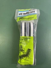 NOS Arden Paradise Re-Web Kit 39'x2 3/16" - White w/ Black & Blue Stripes