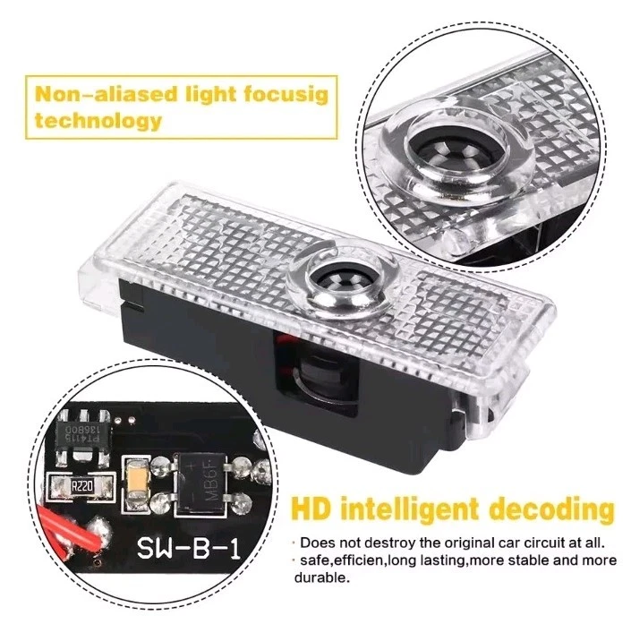 2 LUCI PROIETTORI LED SOTTO PORTA BMW SERIE 1,2,3,4,5,6,7,X1,X3,X4,X5,X6,X7 - Immagine 3 di 4