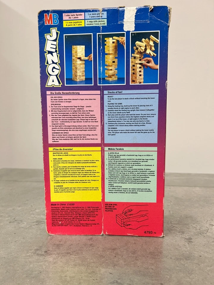 Vintage JENGA-1993-BOXED by MB GAMES COMPLETE-Hasbro-Wooden Stacking Game - Image 4 of 4