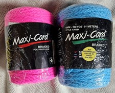 Vtg Unopened Maxi-Cord Macrame Braid PINK + BLUE 6MM 100 Yds Craft Cord TWO NOS