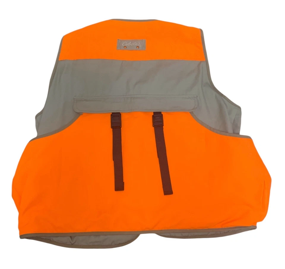 Cabela’s Blaze Orange Upland Hunting Vest XL Game Bag Pockets Mesh Lining - Image 3 of 4
